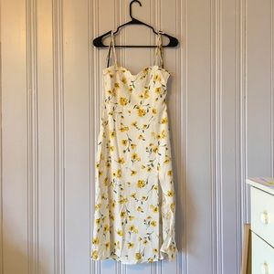 White Floral Midi Dress